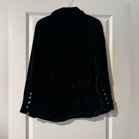Free People Yesterdays Muse Velvet Blazer Black Retro Metal Accent Size XS EUC - Picture 4 of 8